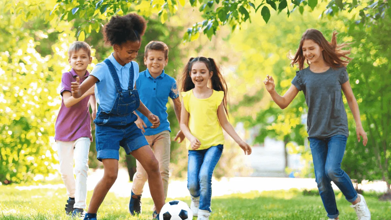 Children playing and learning outdoors